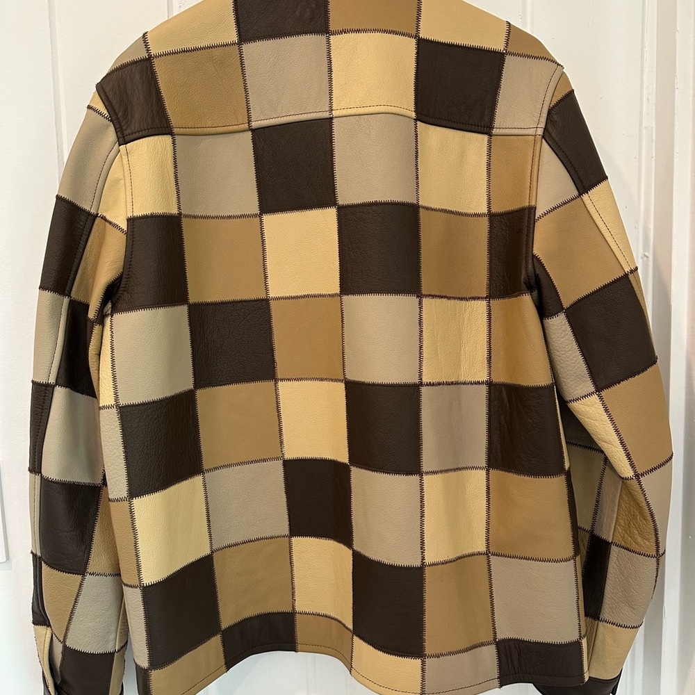 Golf Wang Leather Patchwork Jacket Brown Combo La… - image 2